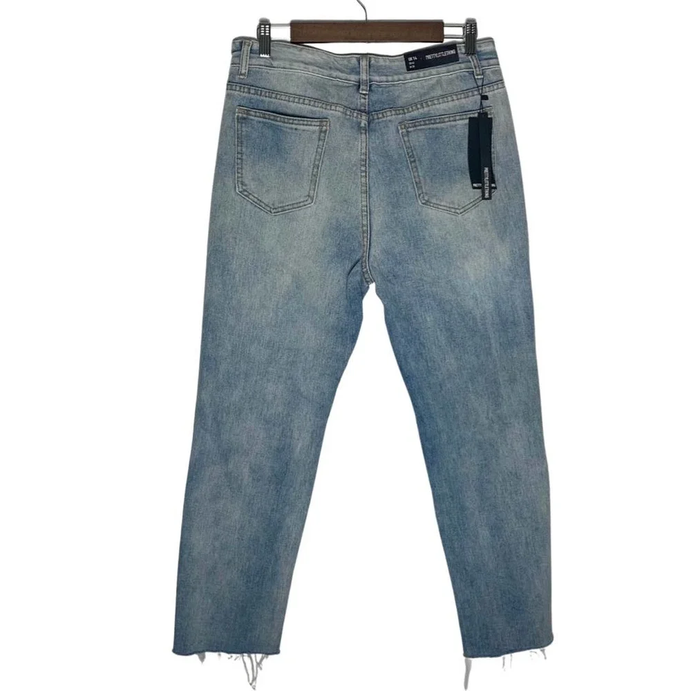 PrettyLittleThing | Women | Light Wash Extreme Distressed Mom Jeans | Size 29